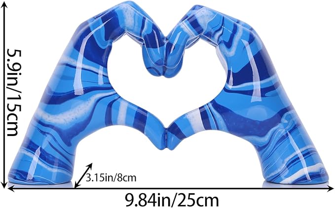 DOVDOV Hand Heart Decoration, Heart Hand Statue, Love Finger Sculpture Wedding Decoration, Suitable for Bookshelf Coffee Table Office Bedroom TV Cabinet Bookshelf Small Ornaments Home Decoration.