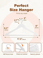 HOUSE DAY White Wooden Hangers 20 Pack, Solid Wood Hanger with Non Slip Pant Bar, Heavy Duty Wooden Coat Hanger for Closet, Smooth Finish Wood Clothes Hangers for Shirts, Suits Jackets, Dress