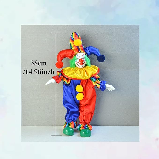 Maxyoung 14 Inch Porcelain Clown Doll Vintage Dolls Figurine, Collectible Figure, Hand Painted Toy, Christmas Halloween Birthday Gift, Movable Joints