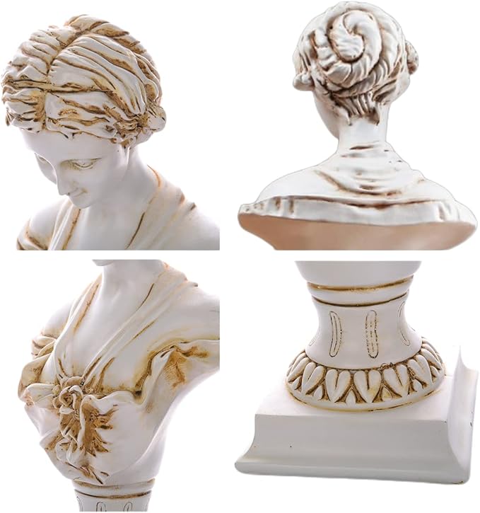 11.8" Classic Greek Venus de Milo Bust Statue, Resin Roman Goddess of Love and Beauty Sculpture Figurine for Home Décor, Large Antique