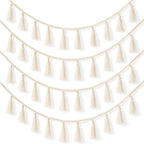 4 PCS Boho Macrame Tassel Garland, 47.2 Inch Boho Classroom Decor Handmade Christmas Garland Wall Hanging Tassels for Nursery Classroom Office Birthday Party Kids Room Baby Shower Decoration