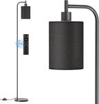 SIBRILLE Floor Lamp with Linen Shade, Dimmable Tall Standing Lamp with Remote Control & 3 Color Temperatures, Modern Floor Lamps for Living Room Bedroom Office Corner, 9W LED Bulb Included