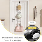 10Pack Over The Door Hat Organizer for baseball caps | Multi-Functional Baseball Hat Rack for Closet | Wall Mounted Hat s torage organizer | 5 types of accessories cap holder stand w hooks ,Black