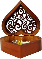 WESTONETEK Heart Shape Vintage Wood Carved Mechanism Musical Box Wind Up Music Box Gift For Christmas/Birthday/Valentine's day, Melody Canon in D Major