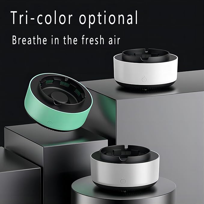 Smokeless Ashtray, 2 in 1 Air Purifier Multifunctional Smokeless Ashtrays with Filter, Purifier Ashtrays for Cigarettes Car Indoor (Green)