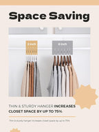 HOUSE DAY Grey Plastic Hangers 50 Pack, Slim Space Saving, Non Slip Hangers with Rubber Pads, Sturdy Heavy Duty Coat Hanger for Closet, S-Shaped Clothes Hanger for Shirt, Suit, Pant, Skirt