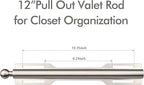 FIRJOY 12" Valet Rod for Closet Pull Out (2 Pack, Brushed Nickel)
