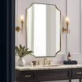 ANDY STAR 30x40 Inch Brushed Gold Mirror, Gold Scalloped Bathroom Mirror, Unique Rectangle Mirror in Never-Rust Stainless Steel Metal Frame, Wall Mount Vertical or Horizontal