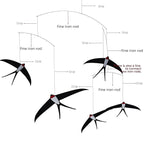 Flying Swallows Hanging Mobile Set of 5, DIY Handmade Swallow Bird Mobile Hanging Decor for Living Room and Bedroom