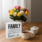 Funny Wood Sign, Family A Little Bit Of Crazy A Little Bit Of Loud And... Housewarming Gift, Box Sign Decor Tabletop, Living Room Decor, Hallway Decoration, 5.1x5.1inches