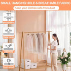 Clear Garment Bags (24'' x 48'' Set of 6) Clothes Covers for Closet Storage Closet Cover for Open Closet Hanging Clothes Travel Bag Clothes Bags with Zipper Gown Garment Bag for Long Dresses