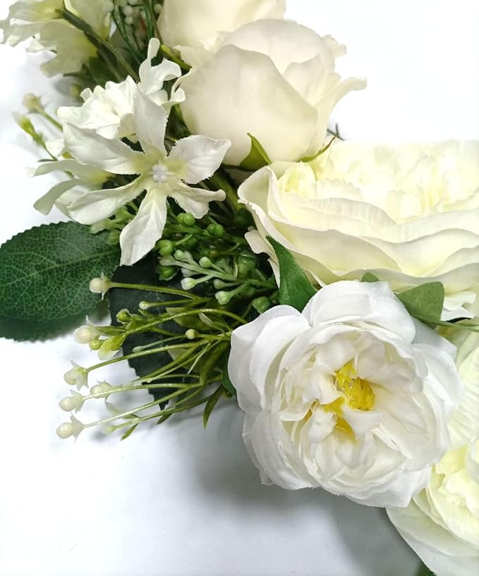 Artificial Peony Swag, Arch Flowers, 23", Silk Flower Swags, Decorative Swag, Artificial Flower Swag for Arch Front Door Party Wall Home Decor(Ivory)