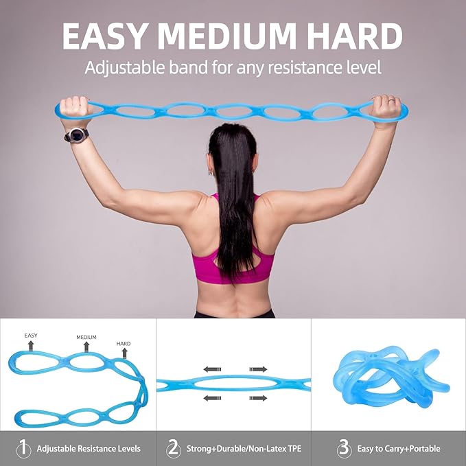Resistance Bands for Working Out, Adjustable 7-Ring with Handles, Exercise Stretch Bands for Women&Men Fitness,Pilates,Yoga and Physical Therapy