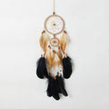 Pretty Jolly Indian Small Camel Brown Dream Catchers Wall Decor Handmade Feathers Native Mini Dreamcatchers Home Decoration Ornament for Bedroom Birthday Party-2 Rings