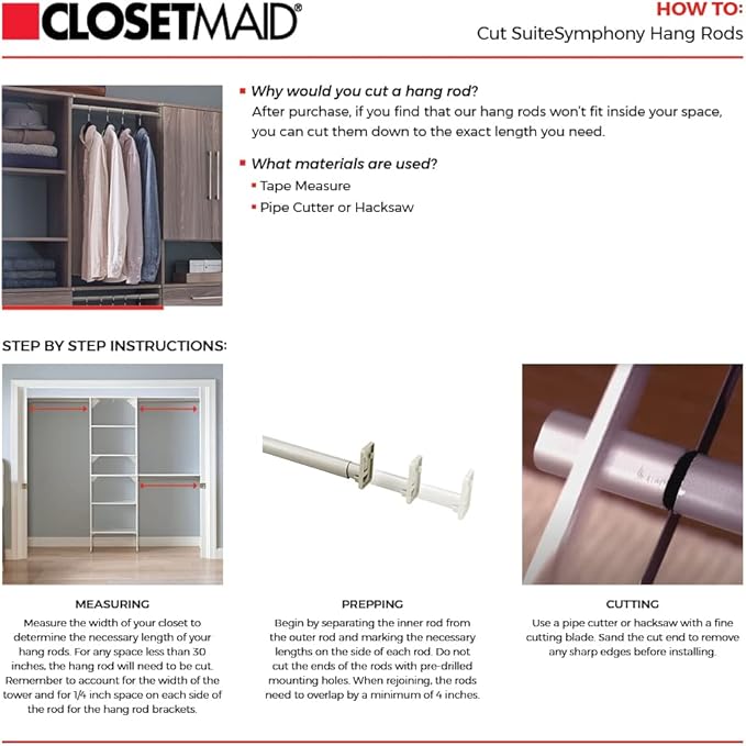 ClosetMaid 1951140 SuiteSymphony 16-Inch Closet Organizer with Shelves, Natural Gray