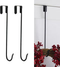 Jemeni 16" Heavy Duty Wreath Hangers for Front Door (2 Pack), 35LBS Matte Iron Over The Door Hook, No Tools Needed Black Wreath Holder
