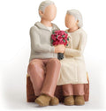 Rose Couple Home Decor Figurine, Romantic Loving Sculpted Hand Painted Figure Happy Wedding Anniversary Sculpture Gifts for Couple Home Decor Statue for Wedding Valentine's Day Christmas