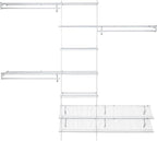 ClosetMaid 5037 5Ft. To 8Ft. Fixed Mount Closet Organizer Kit, White