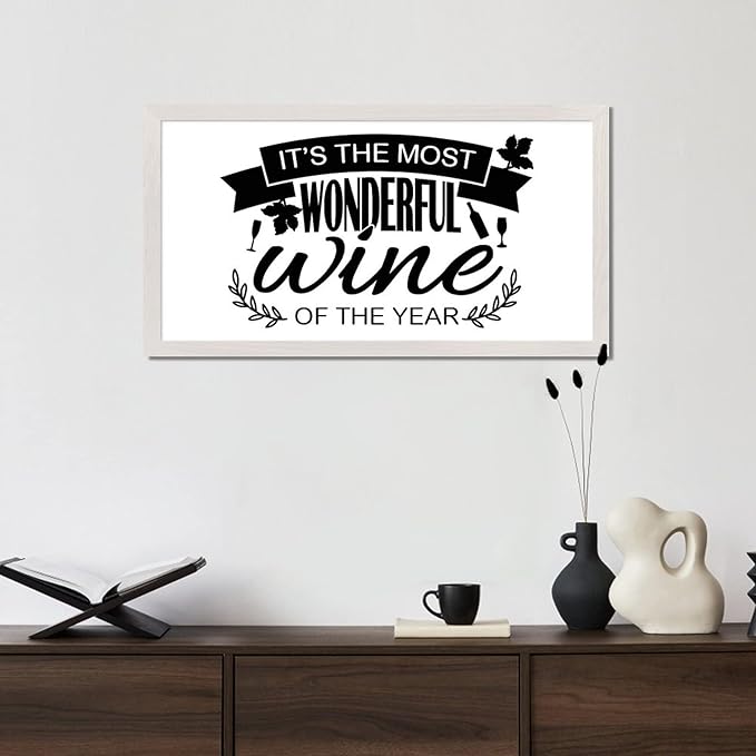 Family Quote 12x22in Wood Sign with Inspirational Quotes Its the Most Wonderful Wine of the Year White Frame Wooden Plaque Housewarming Gift for Cottage Front Door Farmhouse Porch Wall Decor