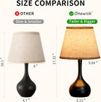 ONEWISH Touch Bedside Lamp Set of 2, Farmhouse 3-Way Dimmable Table Lamps for Nightstand with Fabric Shade, Desk Lamp for Reading, Bedroom, Livingroom, Office
