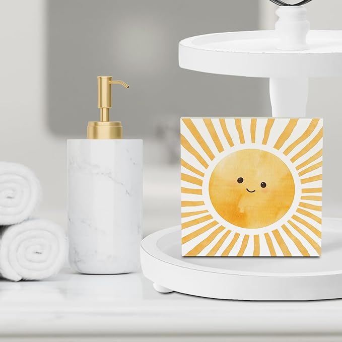 Sun Decor Summer Decor Sunshine Gifts Inspirational Summer Decorations Wooden Box Sign for Home Office Farmhouse Table Shelf