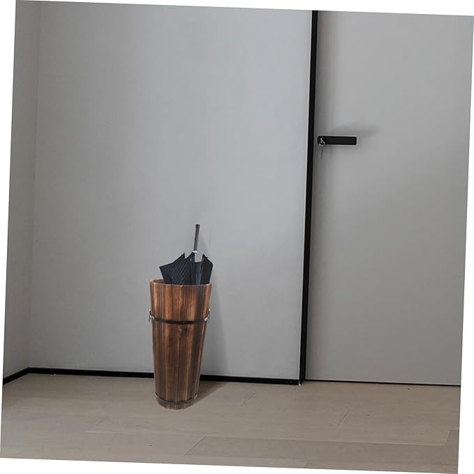 Zerodeko Wooden Umbrella Bucket Stand for Outdoor Use Wood Material Umbrella Holder Rack Stable and Wear Resistant Storage for Entryway and Office