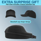 Hat Travel Case for Baseball Caps,Hard Hat Carrier Storage Case with 1 Pack Black Baseball Cap and Adjustable Shoulder Strap, Hat Organizer Holder Bag for 6 Baseball Caps for Men and Women - Black