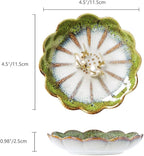 Lotus Ring Holder Dish Small Indoor Ash Tray, Ceramic Dessert Plate Trinket Jewelry Holder Organizing Necklace Earrings for Parents Friends Sister, All Jewelries Are NOT Included. Grass Green.
