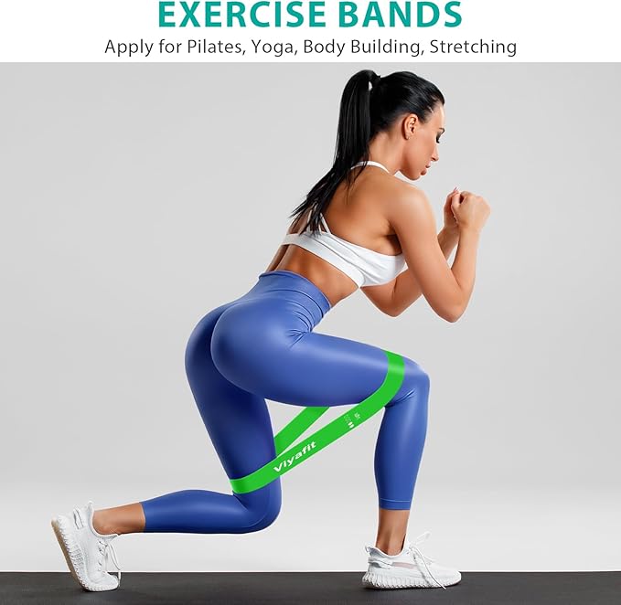 Resistance Band, Exercise Loop Bands for Yoga, Pilates, Fitness and Working Out, Set of 5 Stretch Bands with Carrying Bag