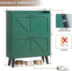 LEYAOYAO Shoe Storage Cabinet with 2 Flip Drawers，Narrow Shoe Storage Cabinet Organizer with Legs for Entryway Hallway, Living Room, Bedroom，Hidden Slim Storage Narrow Shoe Rack Cabinet,Green