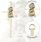 Tryuunion Baby Wall Cross Baptism and Christening Gifts for Girl, 7-inch Olive Golden Blessing Catholic Girl Baptism Crosses for First Holy Communion, and Dedication Baptismal Gifts from Godparents