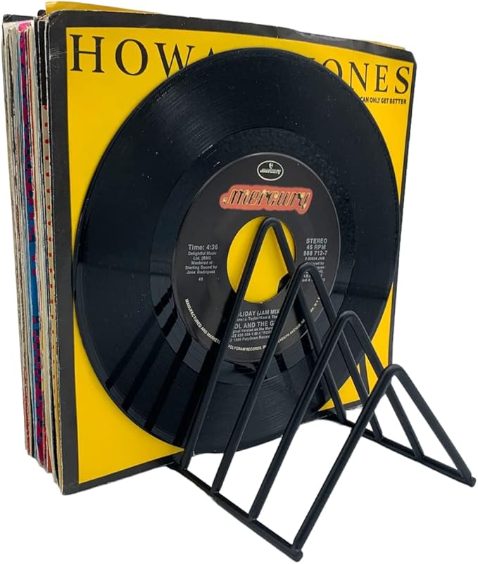 File Folder Rack Magazine Holder - Vinyl Record Storage Display Stand Metal Newspaper Book and LP Album Organizer Display