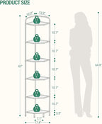 Hzuaneri Corner Shelf Stand, 6-Tier Glass Bookshelf Bookcase, Bathroom Organizer, Plant Stand, Steel Frame, Tempered Glass, Modern Style for Living Room, Bathroom, Kitchen, Golden CS90600G