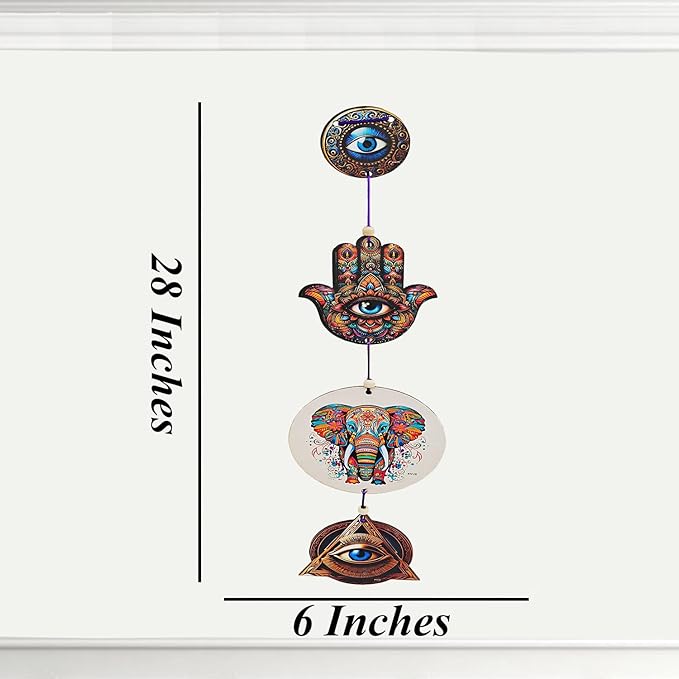 Decorative Bird Mobile Wall Hanging, Colorful Swallow Design with Flowers, Traditional Tattoo Style Art (Elephant_Hanging_D_1)