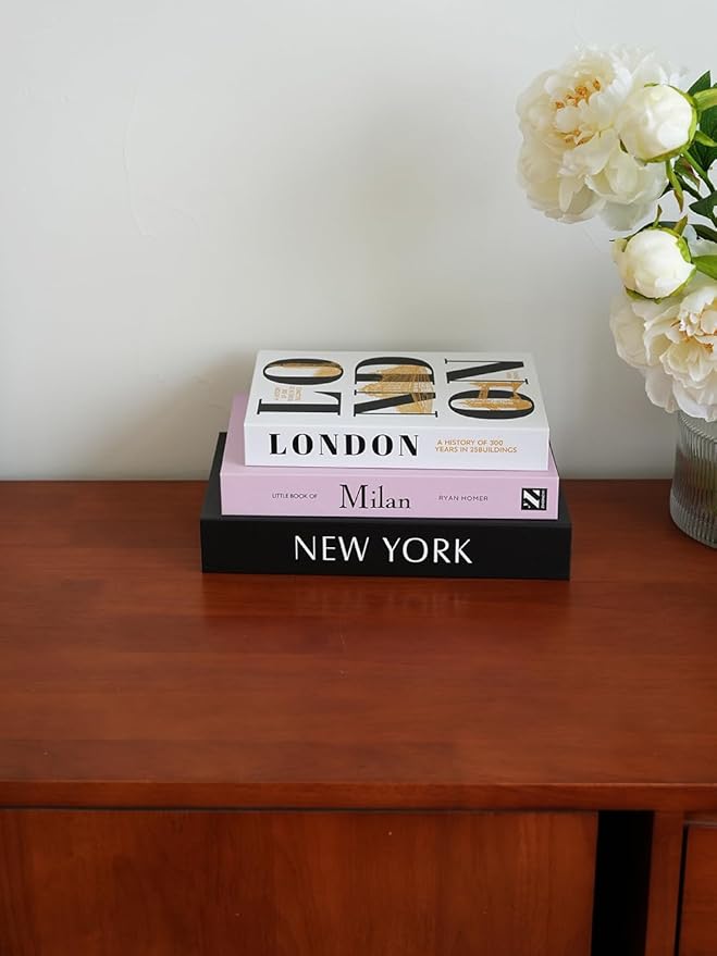 3 PCS Faux Decorative Books for Home Decor-Coffee Table Books Decor-Aesthetic Fake/Faux Books for Decoration,libros Decoration for Coffee Table, Shelf Accessories (3-Mix-MilanNewYorkLondon)