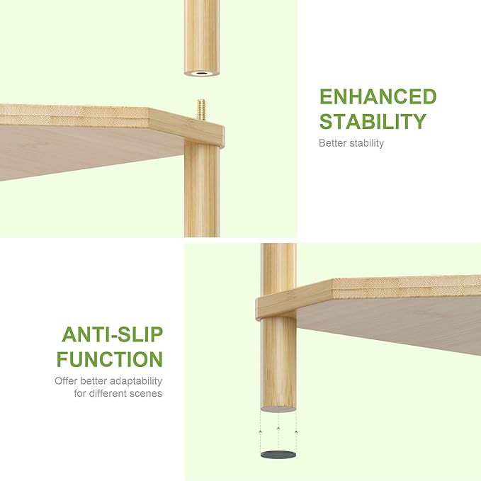 Wisuce Corner Shelf Stand - 3 Tier Bamboo Small Corner Bookshelf for Office Kitchen Bedroom Plant Stand Living Room Decor Small Space (Nature)