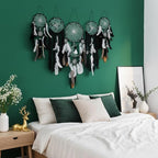 5 Pack Dream Catchers Boho Wall Decor Moon and Sun Feather Handmade Traditional Dream Catcher Wall Hanging Decor for Bedroom Living Room Home Halloween Decorations Witchy Gifts (Black Set)