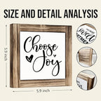 Positive Wood Sign, Farmhouse Table Shelf Decor, Decorative Wooden Box Signs, Home Decor for Living Room Bathroom Kitchen, Bestie Gift, Choose Joy Sign, 5.9×5.9 inches