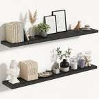 Vivelove 48 Inches Floating Shelves Wall Mounted, 10" Deep Wall Shelves for Bedroom, Bathroom, Living Room, Kitchen, Office, Home Decor, Modern Shelf, Set of 2, Black, 48x10.2x1.5