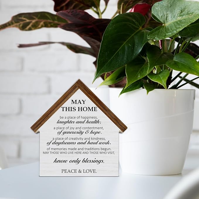 Housewarming Gifts New Home Decor, May This Home Be a Place of Happiness House Shaped Wood Sign, New House Apartment Gifts for Friends Neighbors