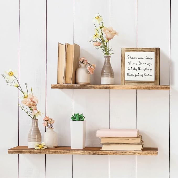 Warm Decor Signs, Rustic Desk Sign Decor, Love Decoration for Home, Blended Family Decoration, Gallery Decor Art, Decorative Wooden Box Signs, I Love Our Story Signs, 5.9×5.9 inches