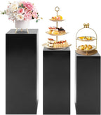 Display Pedestal Stand, Metal Display Pedestal Stands, Metal Showing Holder Pillars Display Pillars For Birthday Party Wedding 110.23 lbs Load-Bearing Capacity (Black 3 PCS)