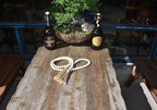 58 Inch Wood Bead Garland with Tassels, Rustic Farmhouse Beads Wall Hanging Prayer Beads