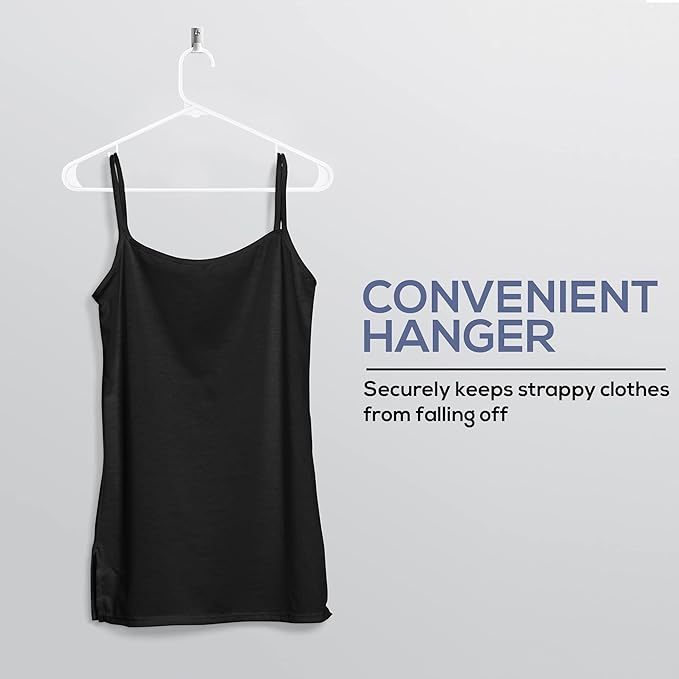 Utopia Home Plastic Hangers 50 Pack - Space Saving Clothes Hanger - Durable & Strong Closet Organizers and Storage with Built-in Strap Hooks - Essential for Shirts, Pants, Skirts & Coats (White)