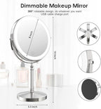 DEIOVWXS Makeup Mirror, 3000mAh Rechargeable Double-Sided Magnifying Vanity Mirror with 3 Colors, 1X/10X, Adjustable Brightness, Gifts for Mom, Mothers Day, Women, Wife, Girls, Dorm Room Essential