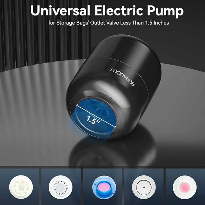 Electric Pump for Vacuum Storage Bags, 5000PA Portable Travel Vacuum Pump for Storage Bags, Space Saver Vacuum Storage Bag Pump for Compression Clothing, Blanket, Luggage (Storage Bag Not Included)