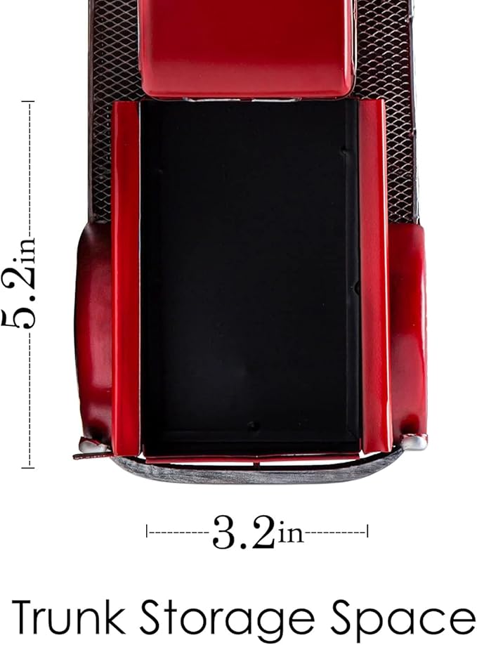 SOFFEE DESIGN 12'' Iron Classic Red Truck Pick-up Model Collectible Vehicle Decoration, Collectible Figurine Home Décor Desktop Car Accessory Christmas Decor Car Display Wine Holder