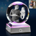 3D Crystal Photo,Personalized Gift for Dad Husband Grandpa,Custom snow globes with picture,Custom Father’s Day Anniversary Birthday,Pet Memorial Keepsake
