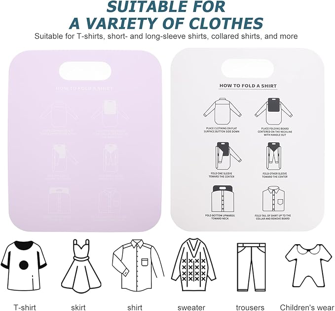 Cabilock 6-Pack Clothes Folding Boards for T-Shirts and Dress Shirts - Lightweight Space-Saving Organizer for Home Closets Drawers and Travel - Plastic Garment Folder 12X10 Inches