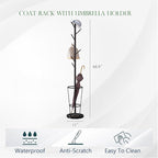 Metal Umbrella Stand with Coat Rack,Modern Umbrella Holder for Entryway,Freestanding Umbrella Rack with Marble Base,Tall Umbrella Storage for Indoor Outdoor Patio(66.9″, Gold Black)